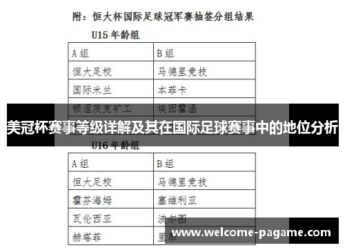 美冠杯赛事等级详解及其在国际足球赛事中的地位分析