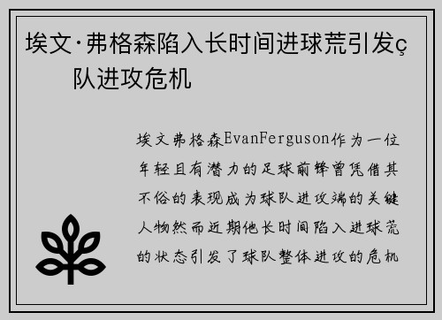 埃文·弗格森陷入长时间进球荒引发球队进攻危机